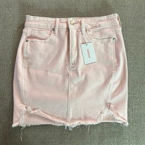 Good American Pink Denim Distressed Skirt
